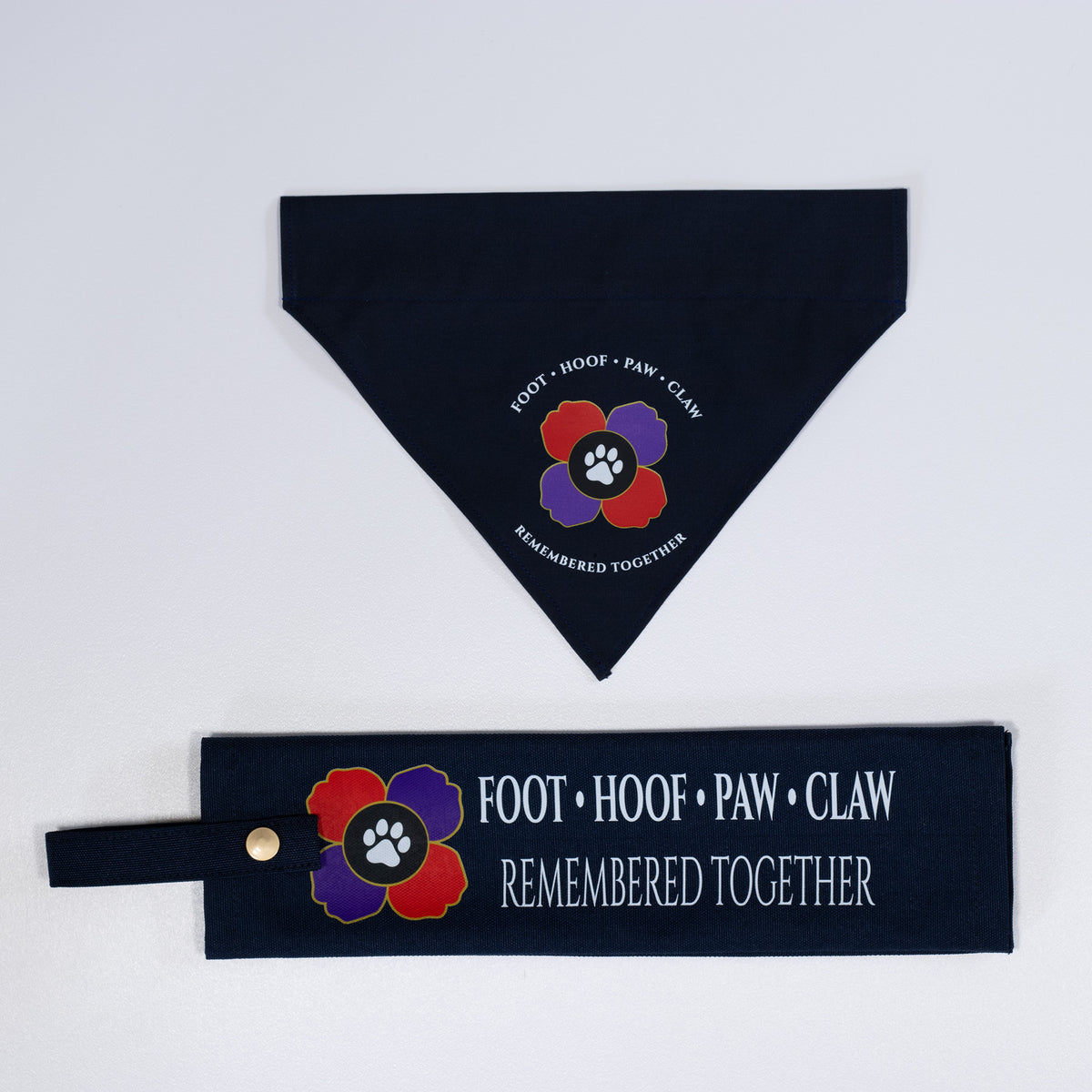 Foot Hoof Paw & Claw Remembrance Bundle | Bandana & Lead Sleeve Set